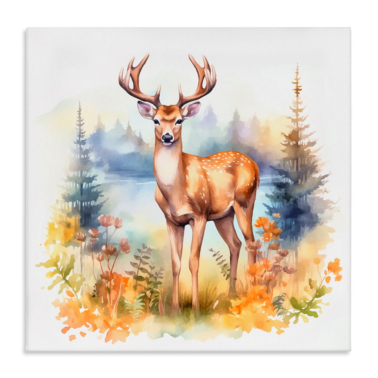 Stupell Industries Wild Deer in Forest Canvas Wall Art Design by Andrea Haase